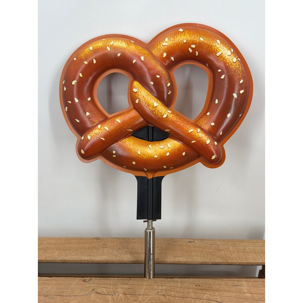 Oversized Soft Pretzel Commercial Display Sign Hard Plastic with Metal Post